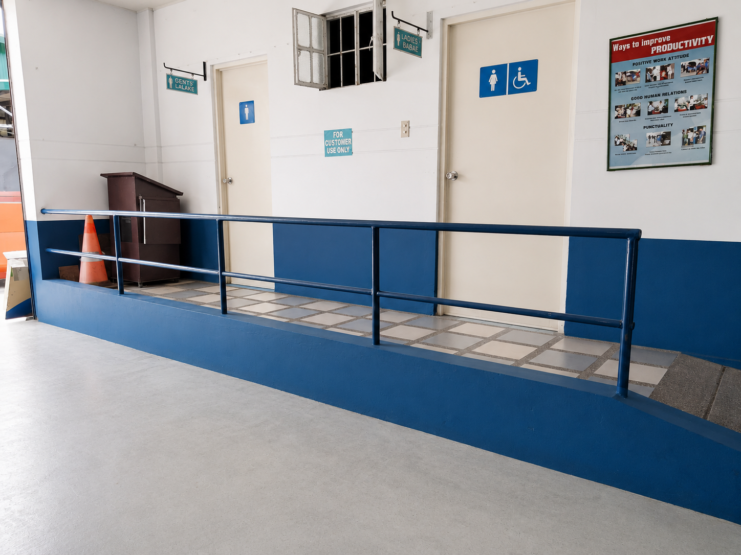 Accessible customer restroom facilities at Northeast Car Care Centre